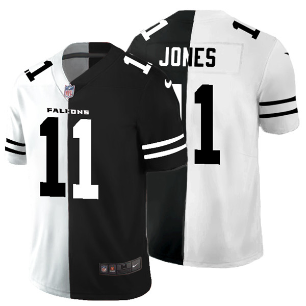 Men's Atlanta Falcons #11 Julio Jones Black & White NFL Split Limited Stitched Jersey
